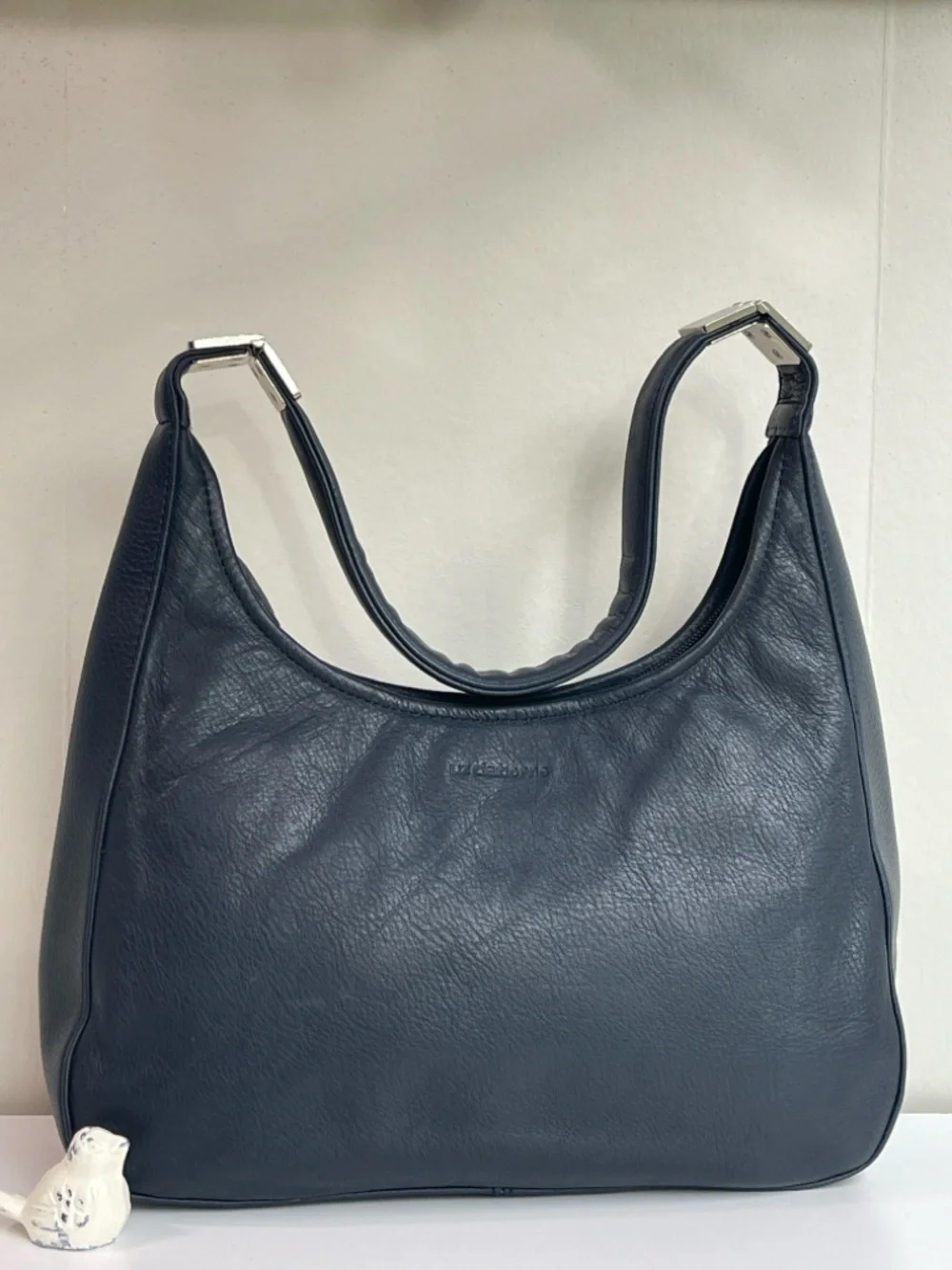 Liz Claiborne Vintage Genuine Leather Shoulder Bag Navy